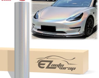 Laser Flip Satin White Psychedelic Holographic Matte Metallic Rainbow Vinyl Wrap Sticker Decal Bubble Free Air Release Car Vehicle