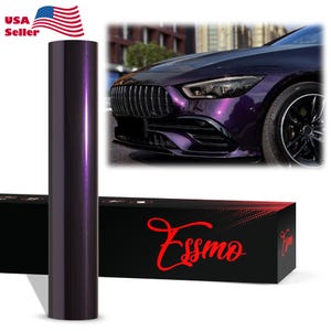 ESSMO PET Liner Super Gloss Metallic Devil Purple Like Paint Vinyl Wrap Sticker Decal Car Vehicle Bubble Free Air Release Orange-peel Free