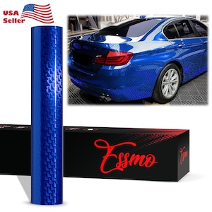 ESSMO PET Liner Squadron Carbon Fiber Gloss Royal Blue Like Paint Vinyl Wrap Sticker Decal Car Vehicle Air Release