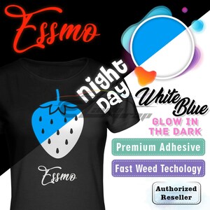 ESSMO™ 20" Wide Heat Transfer Vinyl Glow in the Dark White Blue HTV T-Shirt Iron On Heat Press GD06
