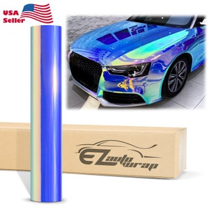 Neo Chrome Blue Gloss Unicorn Rainbow Holographic Vinyl Wrap Sticker Decal Bubble Free Air Release Car Vehicle DIY Film