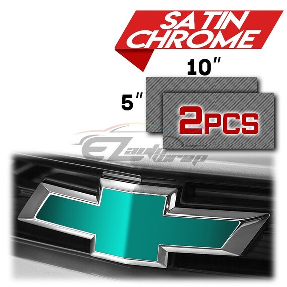 2pcs 5/"x10/" Silver Glitter Sparkle Chevy Bowtie Emblem Vinyl Decal Sticker