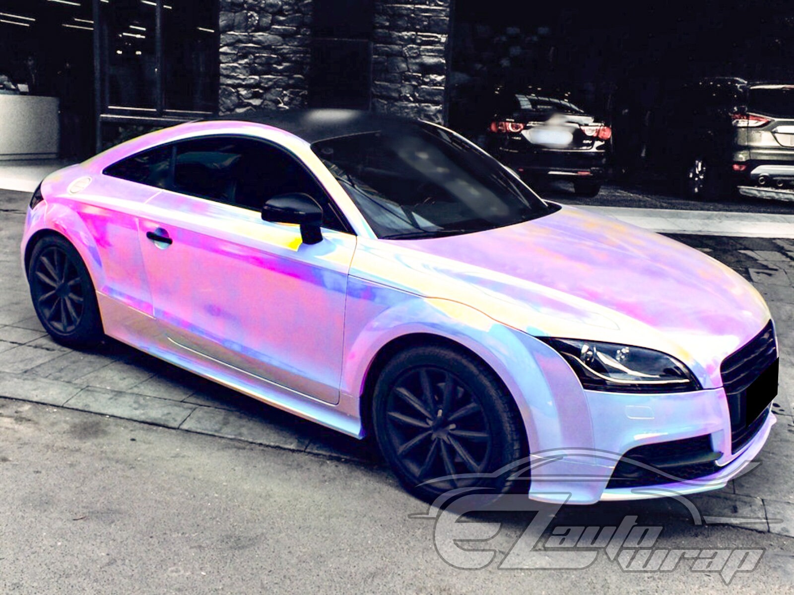Neo Chrome White Gloss Unicorn Rainbow Holographic Vinyl Wrap