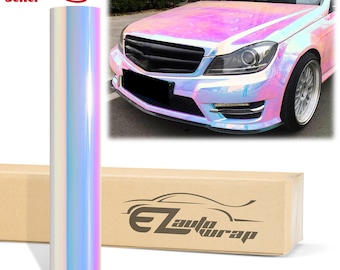 Neo Chrome White Gloss Unicorn Rainbow Holographic Vinyl Wrap Sticker Decal Bubble Free Air Release Car Vehicle DIY Film