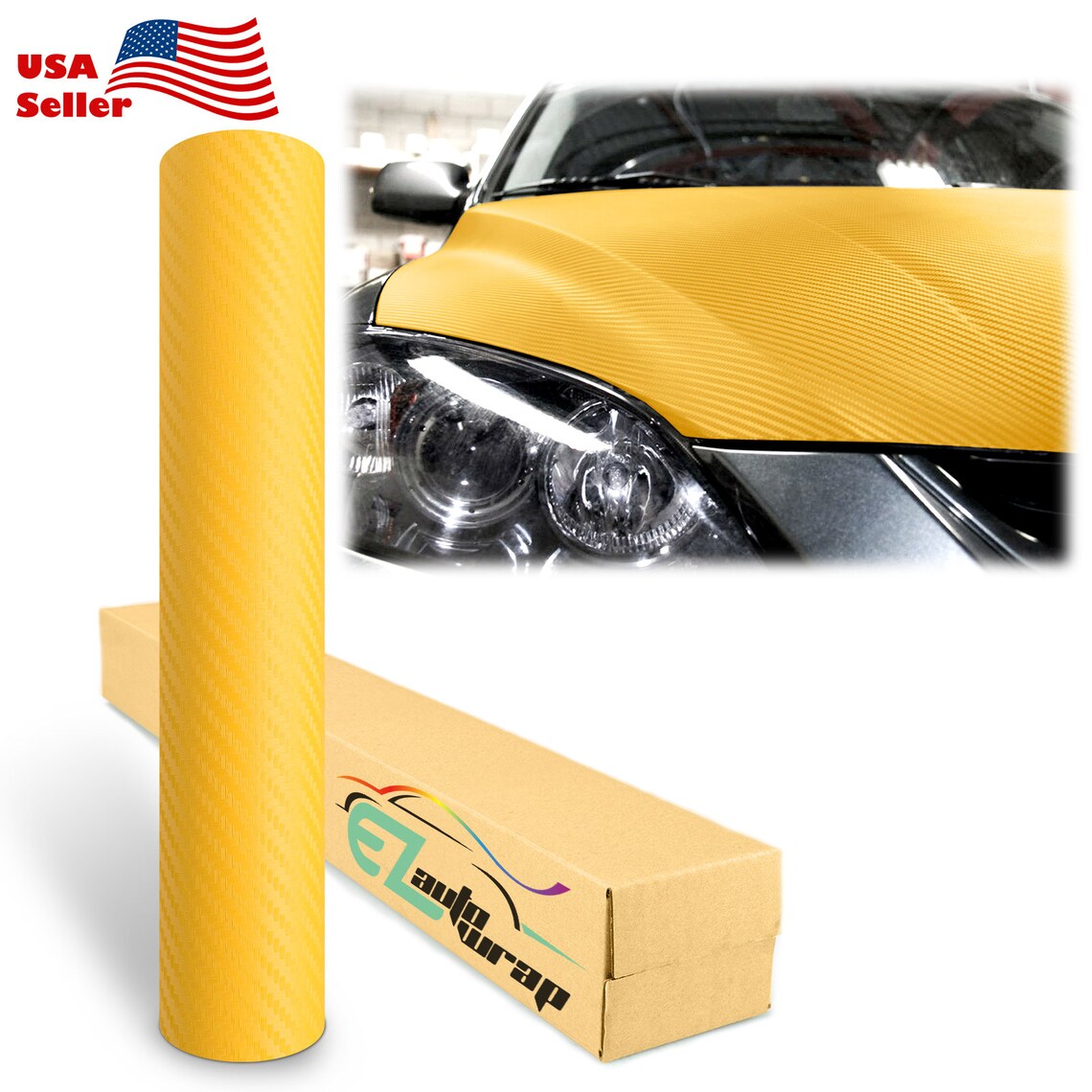 3D Carbon Fiber Yellow Matte Texture Vinyl Wrap Sticker Decal Etsy UK