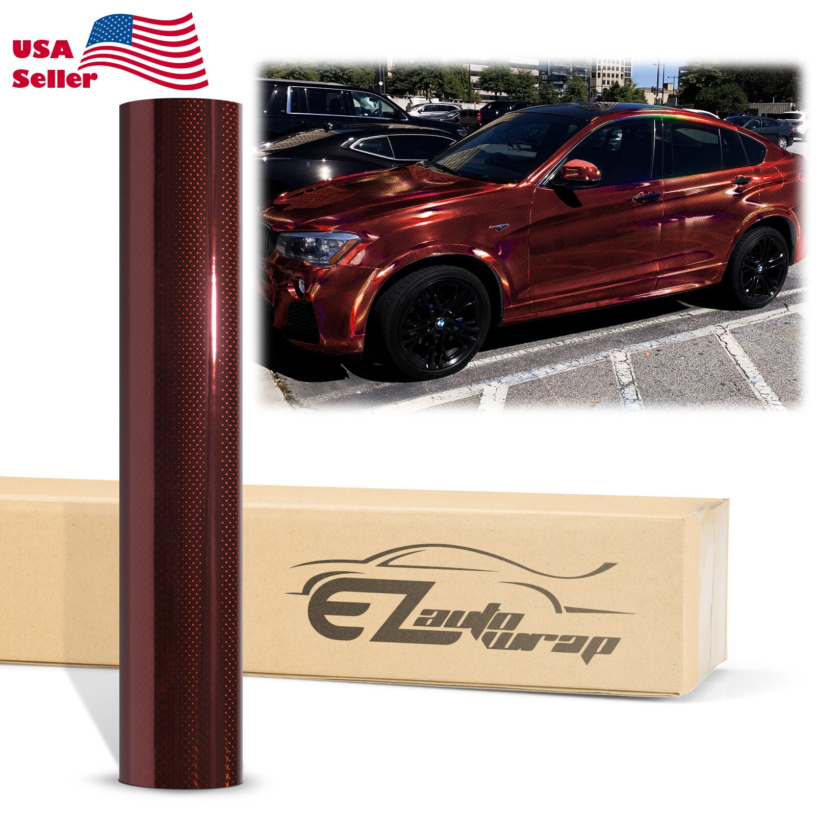 Holographic Polka Dot Burgundy Rainbow Prism Chrome Gloss Vinyl Wrap Sticker Decal Bubble Free Air Release Car Vehicle DIY Film