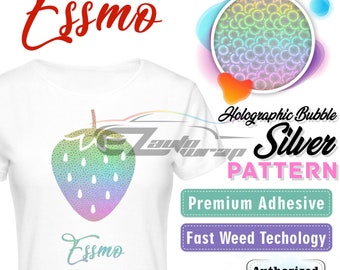 ESSMO™ 10" Wide Heat Transfer Vinyl Pattern Holographic Bubble Silver HTV T-Shirt Iron On Heat Press SP06