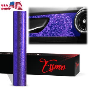 ESSMO PET Damascus Steel Forged Satin Royal Purple Carbon Fiber Like Paint CAMO Vinyl Wrap Decal Car Vehicle Air Release Orange-peel Free