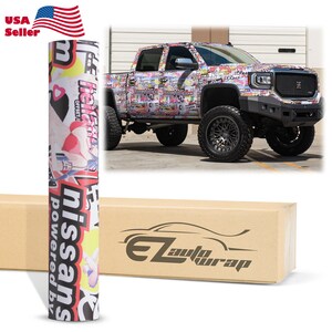 JDM Cartoon Graffiti Graphic StickerBomb #IL Car Vehicle Vinyl Wrap Sticker Decal Bubble Free Air Release DIY Film