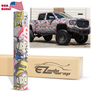 JDM Cartoon Graffiti Graphic StickerBomb #HD Car Vehicle Vinyl Wrap Sticker Decal Bubble Free Air Release DIY Film