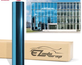 Window Tint Film Chrome Sky Blue One Way Mirror UV Heat Reflective Rejection Home Office Glass Film Privacy Protect