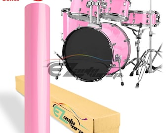 Drum Wrap Vinyl Kit Gloss Glossy Pink for Snare Kick Bass Tom WMP Shell Skin Sticker Decal Air Release