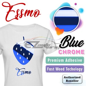 ESSMO™ 10" Wide Heat Transfer Vinyl Chrome Blue HTV T-Shirt Iron On Heat Press DS16
