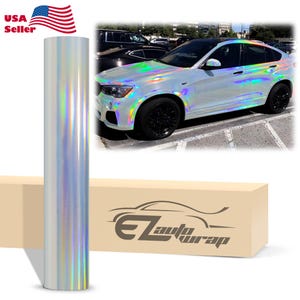 thumbnail image 2 of White Neo Chrome Holographic Vinyl Wrap – Air Release, 3Mil, Rainbow Chrome Finish 2 of 11
