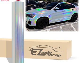 Holographic Silver Rainbow Chrome Vinyl Wrap Sticker Decal Bubble Free Air Release Car Vehicle DIY Film