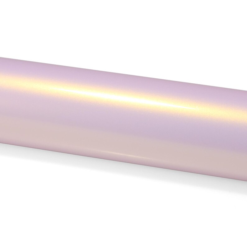 May include: A roll of iridescent vinyl wrap film in a light purple color with a pearlescent finish.