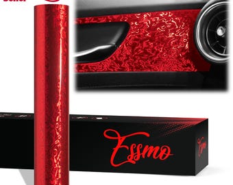 ESSMO PET Liner Damascus Steel Forged Gloss Dark Red Carbon Fiber Like Paint CAMO Vinyl Wrap Decal Car Vehicle Air Release