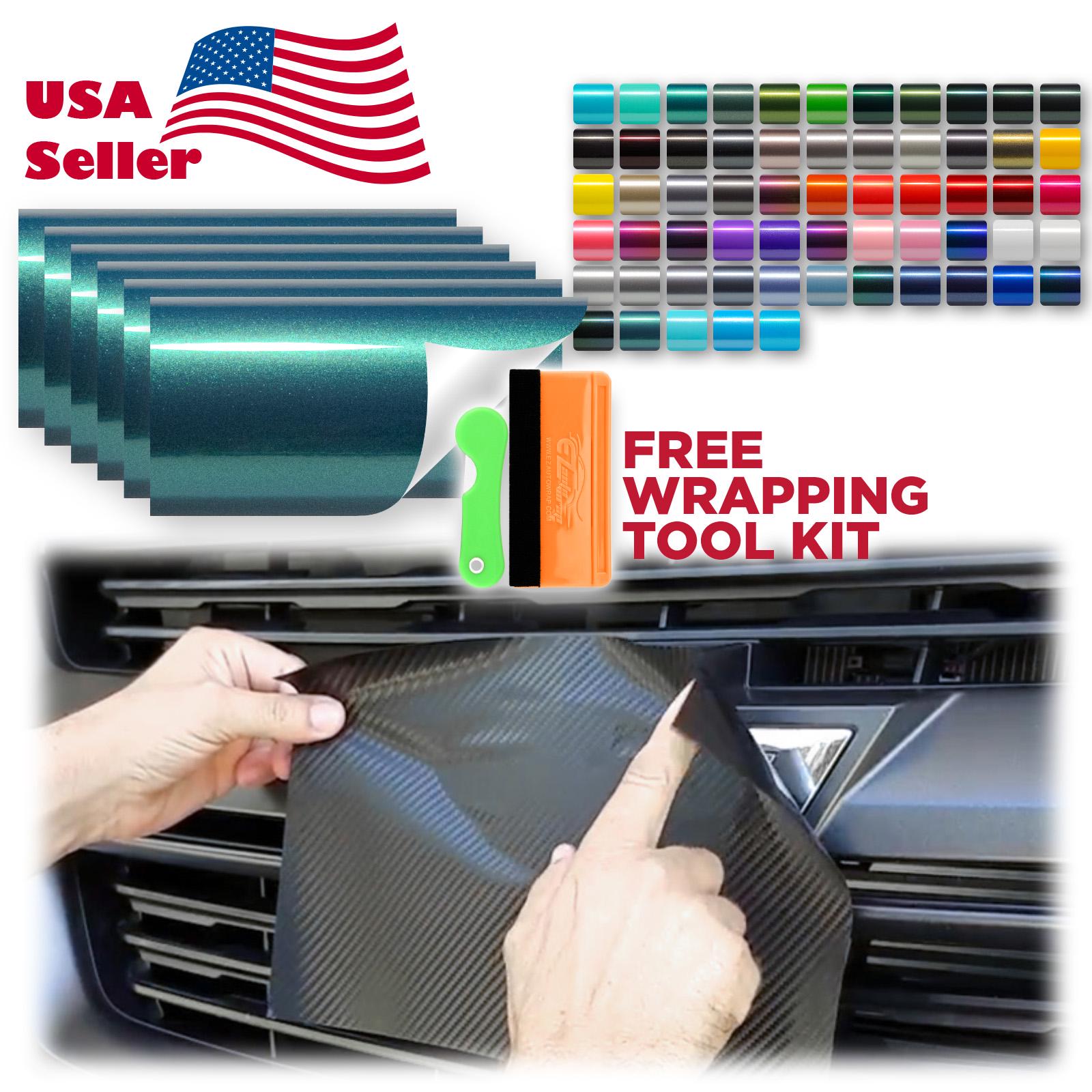 Buy EZAUTOWRAP Free Tool Kit 6Pcs 4\"x6\" GMC Emblem Overlay Gloss Teal Blue Vinyl Wrap Sticker Decal Film Overlay Sheet