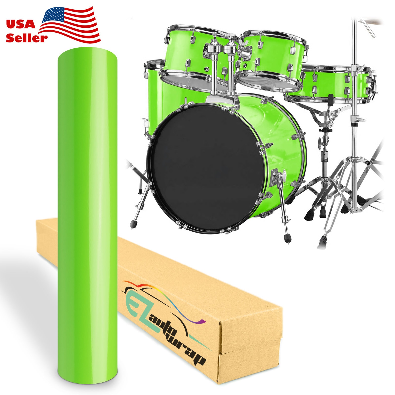Drum Wrap Vinyl Kit Gloss Glossy Green for Snare Kick Bass Tom WMP Shell Skin Sticker Decal Air Release