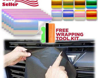 6Pcs 4"x6" Neo Chrome Holographic Unicorn for GMC Emblem Overlay Vinyl Wrap Kit Sticker Decal Car Vehicle Front Rear