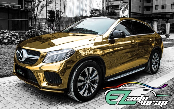 Chrome Mirror Gold Vinyl Wrap Sticker Decal Bubble Free Air