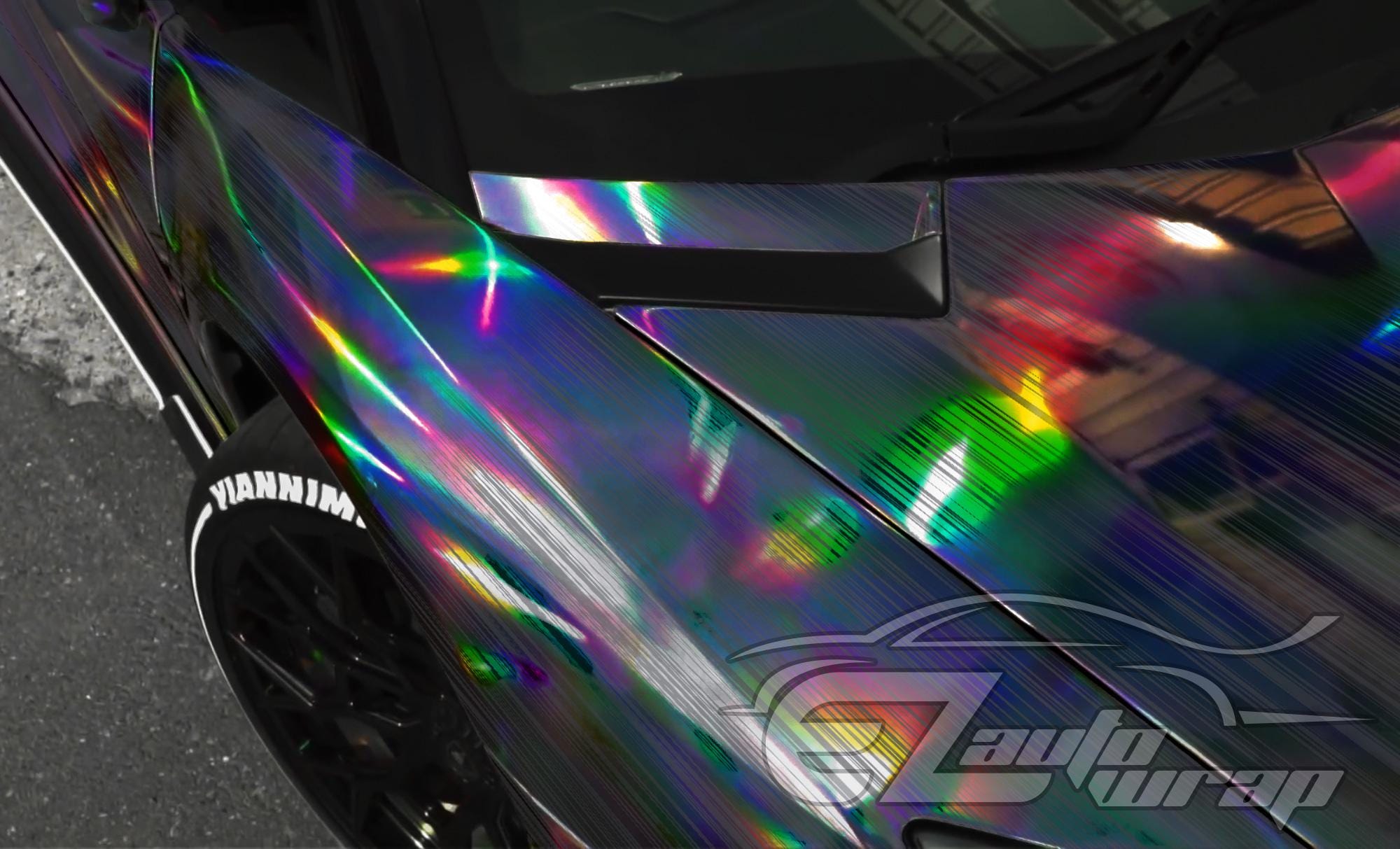 Holographic Brushed Aluminum Burgundy Rainbow Chrome Gloss Vinyl Wrap Sticker Decal Bubble Free Air Release Car Vehicle