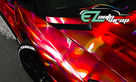 Holographic Red Rainbow Neo Chrome Gloss Vinyl Wrap Sticker Decal