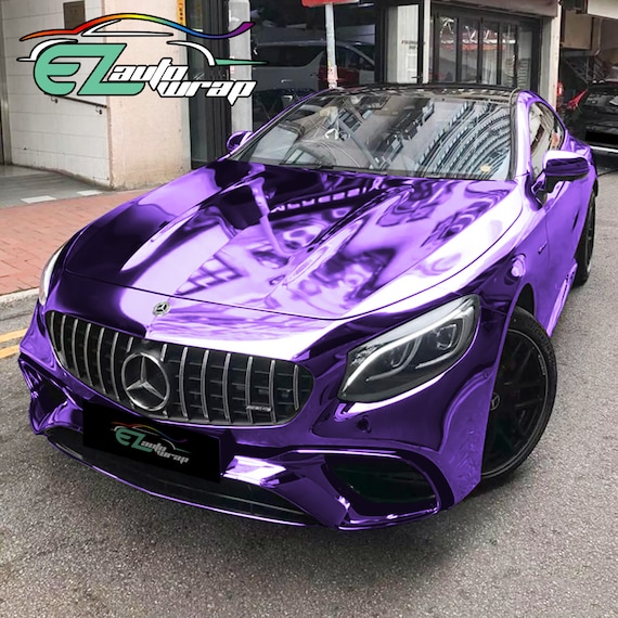 Chrome Mirror Purple Vinyl Wrap Sticker Decal Bubble Free Air Release Car  Vehicle DIY Film 