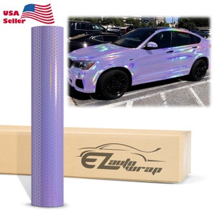 Hex Holographic Violet Purple Honeycomb Rainbow Gloss Chrome Vinyl Wrap Sticker Decal Bubble Free Air Release Car Vehicle