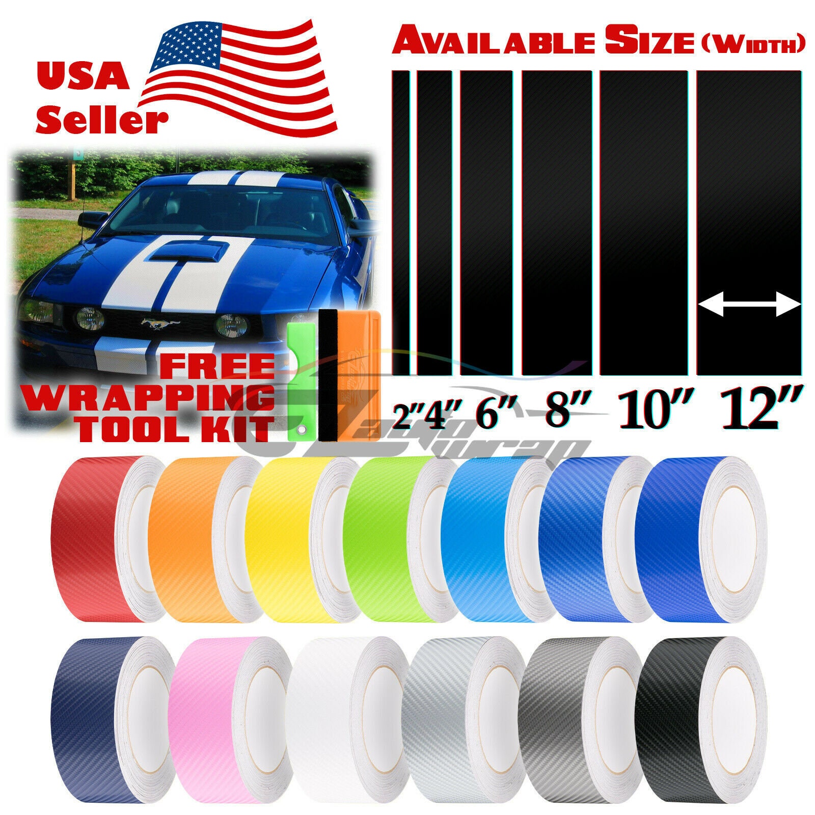 Carbon fiber racing stripes vinyl wrap 