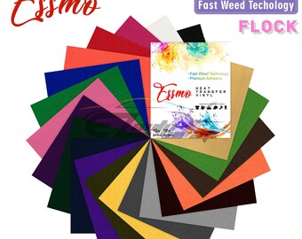 ESSMO™ 20Pcs 12"x10" Heat Transfer Vinyl Flock 20-Color Texture Bundle Pack Set T-Shirt HTV Iron On Heat Press