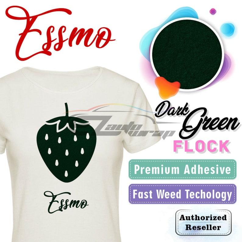 ESSMO\u2122 10 Dark Green Flock Heat Transfer Vinyl HTV T-Shirt Iron On Heat Press DF10