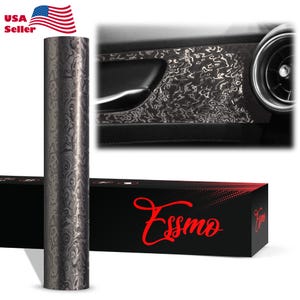 ESSMO PET Damascus Steel Forged Satin Nardo Gray Carbon Fiber Like Paint CAMO Vinyl Wrap Decal Car Vehicle Air Release