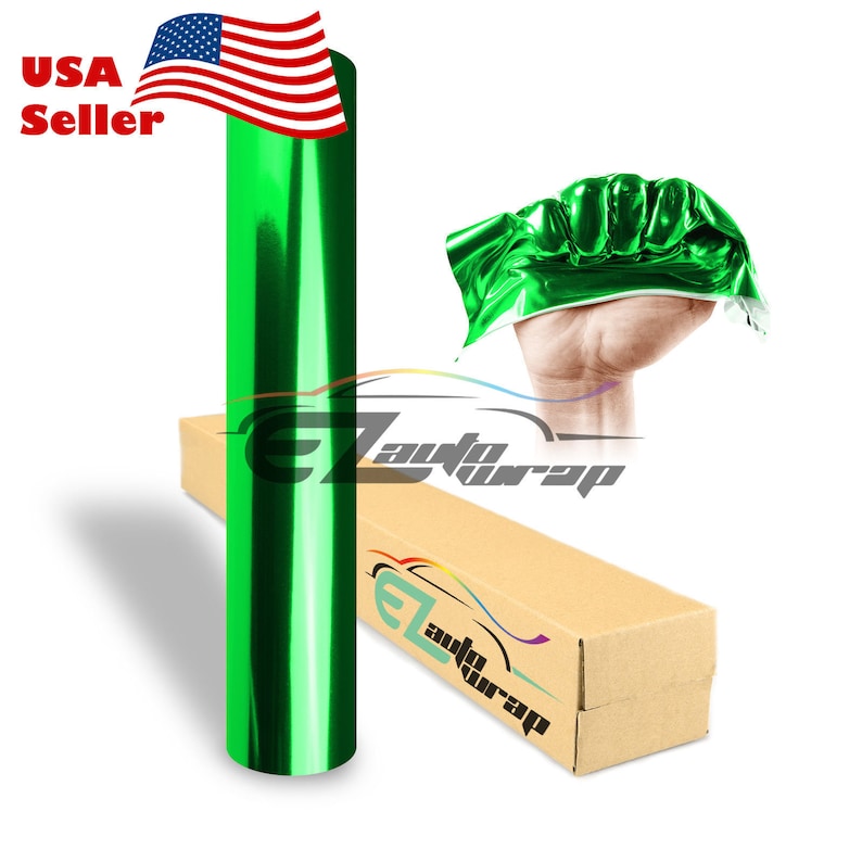 *60/"x60/" Supercast Easy Stretch Chrome Green Car Vinyl Wrap Bubble Free Sticker