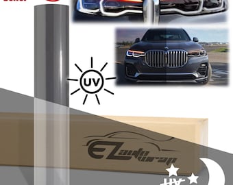12&quot; Wide Photochromic Film Clear To Smoke Black Paint Protection PPF UV Color Change Headlight Taillight Fog Light Tint Film