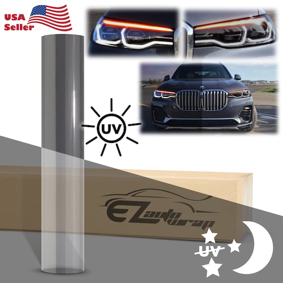 12" Wide Photochromic Film Clear To Smoke Black Paint Protection PPF UV Color Change Headlight Taillight Fog Light Tint Film