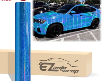 Holographic Glitter Light Blue Rainbow Laser Flip Chrome Gloss Vinyl Wrap Sticker Decal Bubble Free Air Release Car Vehicle