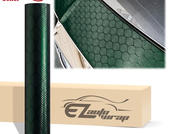 Honeycomb Carbon Fiber Satin Midnight Green Hex Texture Vinyl Wrap Sticker Decal Bubble Free Air Release Car Vehicle
