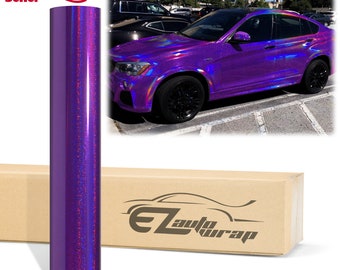 Holographic Glitter Purple Rainbow Neo Chrome Gloss Vinyl Wrap Sticker Decal Bubble Free Air Release Car Vehicle DIY Film