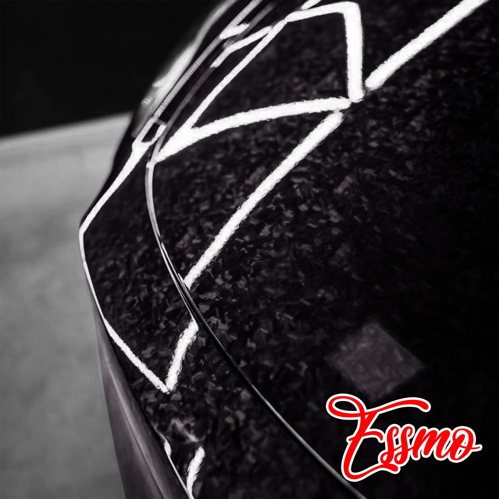 thumbnail image 2 of ESSMO PET Marble Forged Matte Carbon Fiber Vinyl Wrap – Black, 5ft+ Roll, Bubble-Free 2 of 6