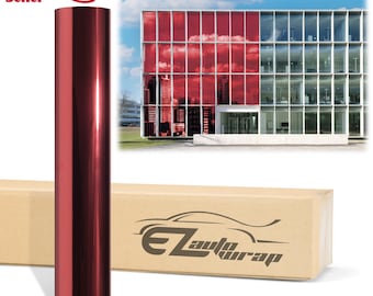 Window Tint Film Chrome Red One Way Mirror UV Heat Reflective Rejection Home Office Glass Film Privacy Protect