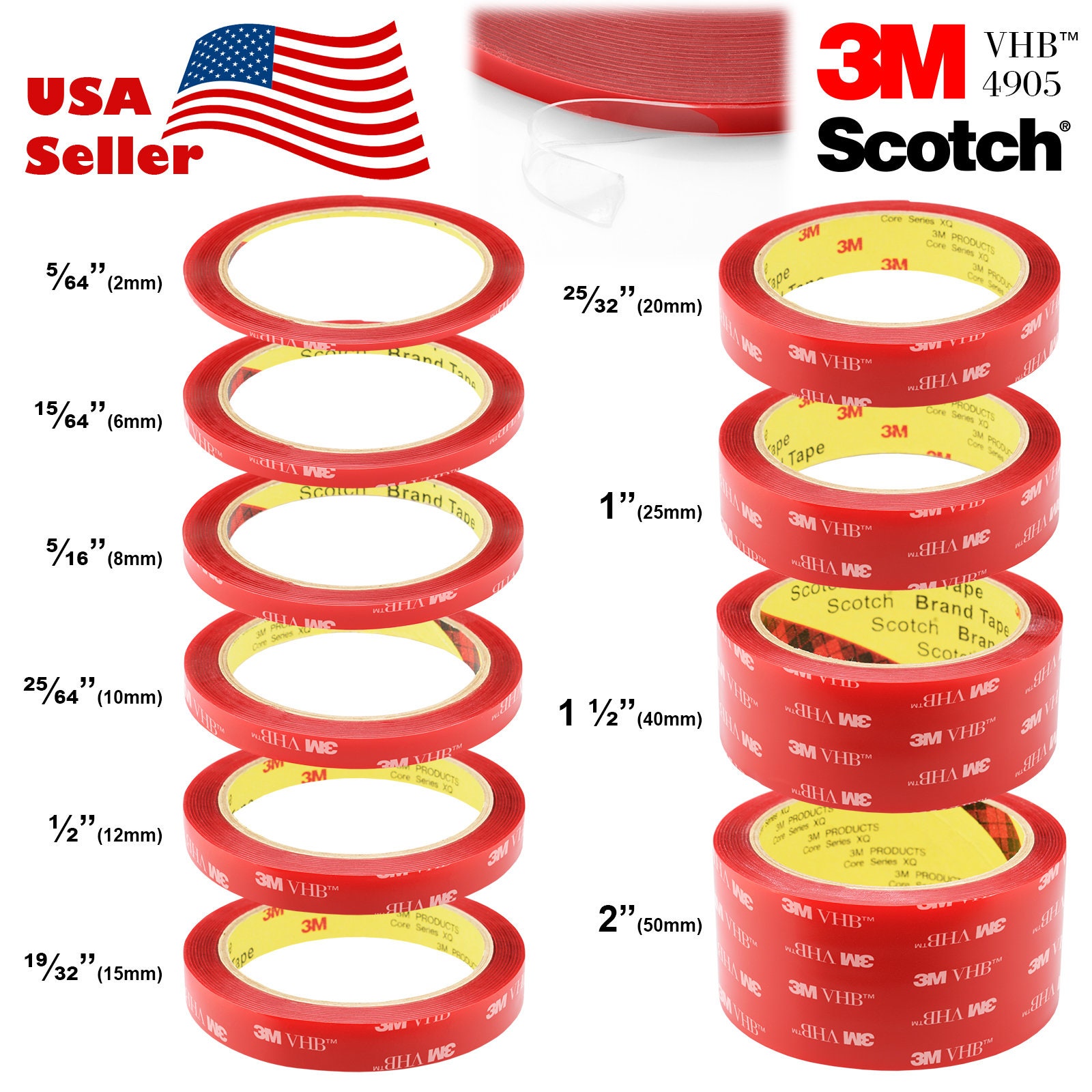 3/6/15/25MM x 3M Double Sided Tape Heavy Duty Clear Mounting Tape