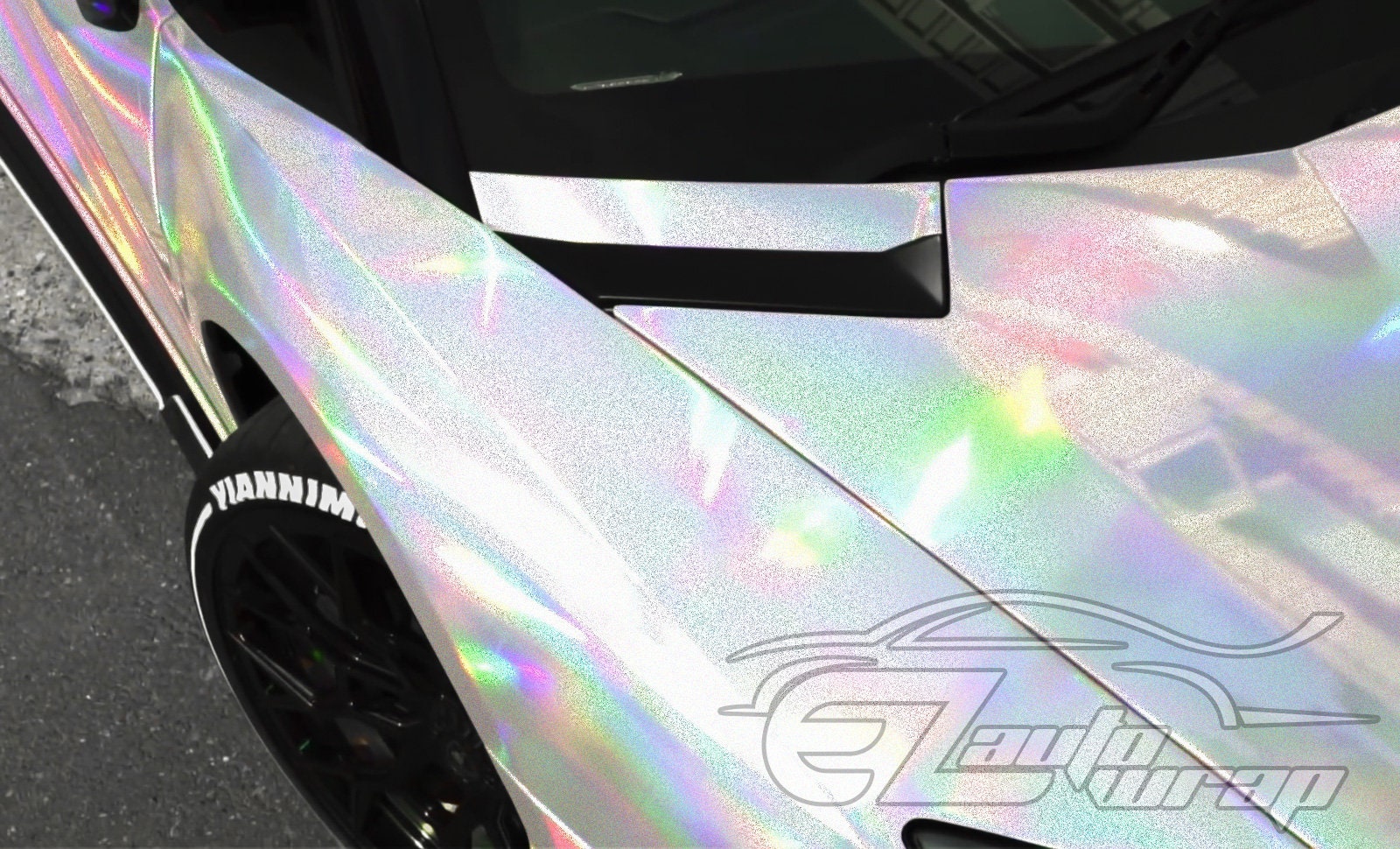 Gloss Silver Holographic Rainbow Vinyl Car Wrap Auto Decal Sticker Film Roll