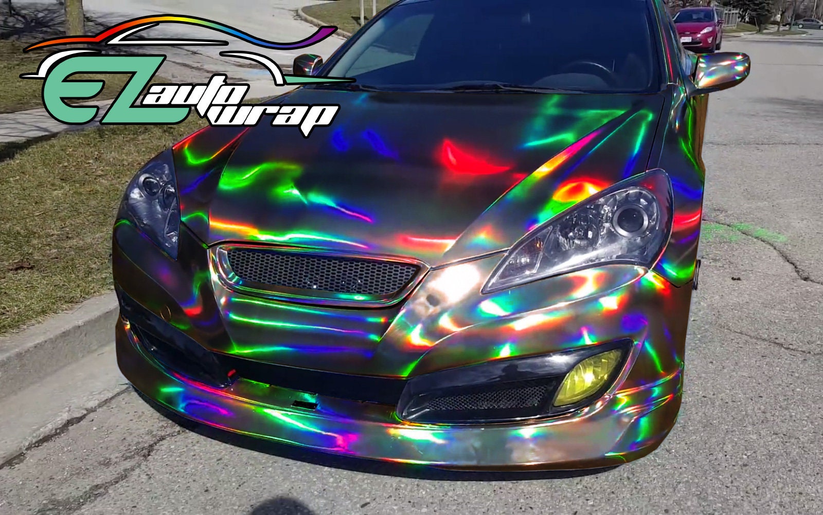 Black Holographic Chrome Vinyl Wrap Rainbow Finish Roll Diy - Temu