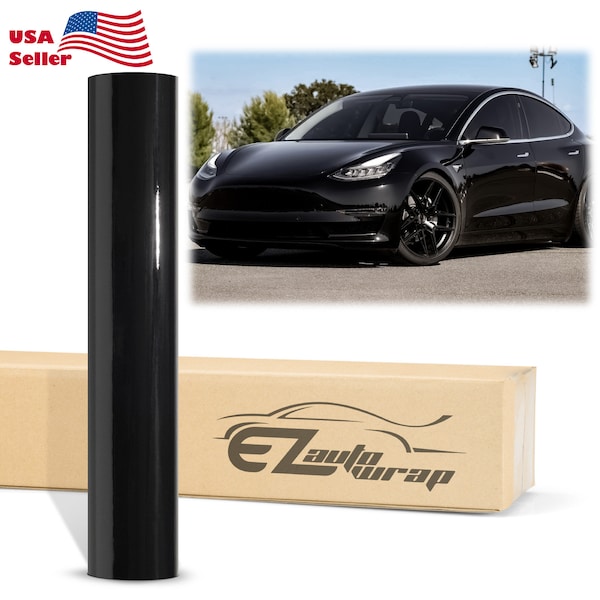 Gloss Glossy Black Vinyl Wrap Sticker Decal Bubble Free Air Release Car Vehicle