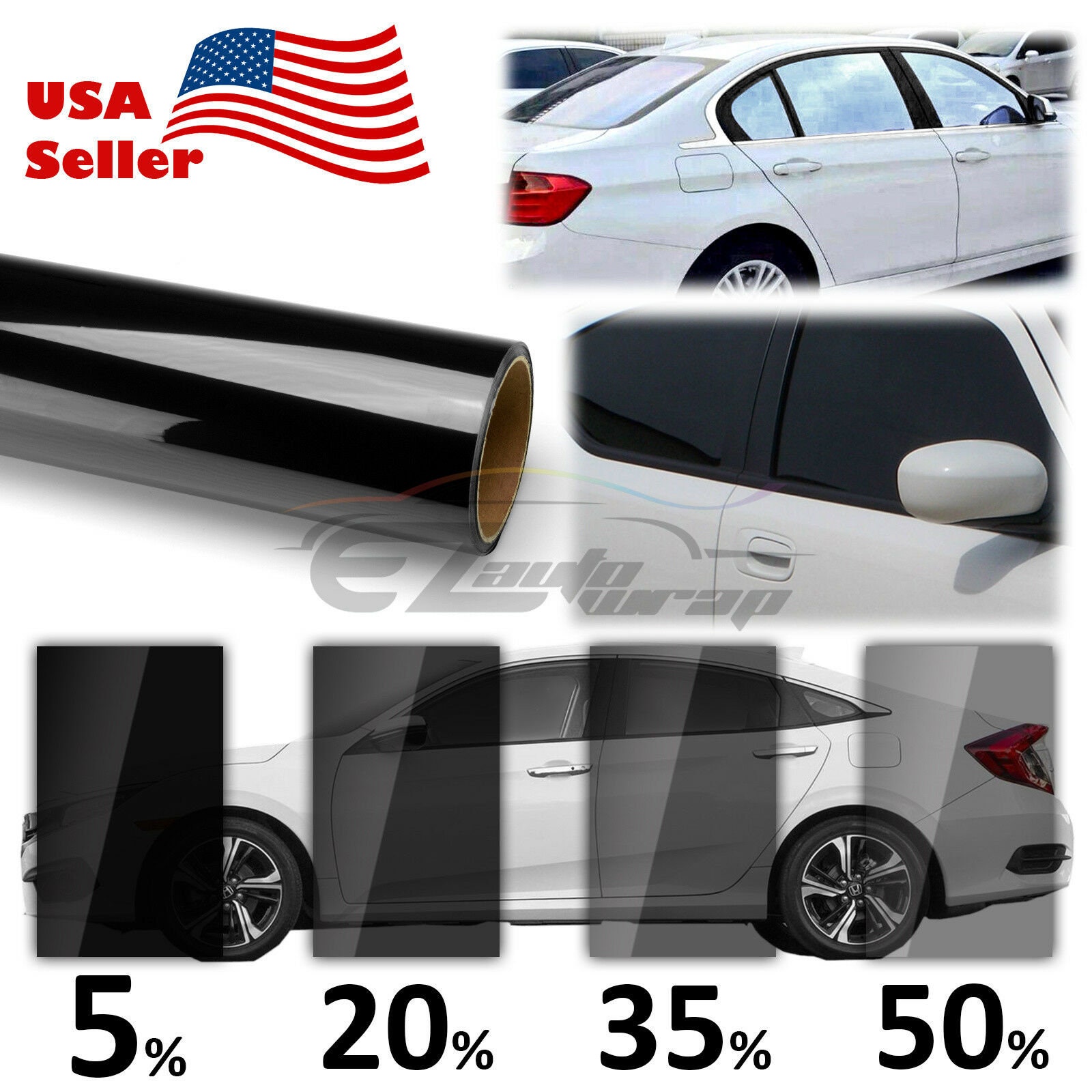20 Uncut Charcoal Black Window Tint Film Car Glass Etsy
