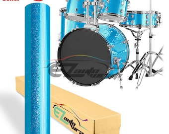 Drum Wrap Vinyl Kit Gloss Diamond Glitter Sky Blue Metallic Sparkle for Snare Kick Bass Tom WMP Shell Skin Sticker Decal Air Release