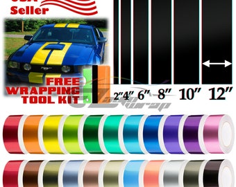 Gloss Metallic Vinyl Wrap Kit for Car Vehicle Rally Racing Stripe Decal Sticker DIY Film 10FT 25FT 50FT