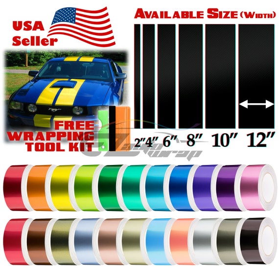 Gloss Metallic Vinyl Wrap Kit for Car Vehicle Rally Racing Stripe Decal  Sticker DIY Film 10FT 25FT 50FT 