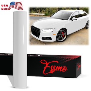 ESSMO PET Liner Super Gloss White Like Paint Vinyl Wrap Sticker Decal Car Vehicle Bubble Free Air Release